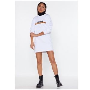 Nasty Gal White Daddy Issues Sweat Dress Sz S, NWT